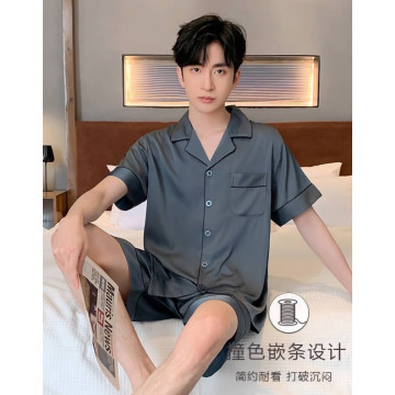 男士睡衣夏季冰丝男款夏款短袖套装薄款春秋款丝绸家居服新款