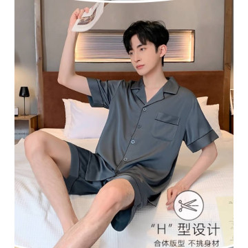 男士睡衣夏季冰丝男款夏款短袖套装薄款春秋款丝绸家居服新款