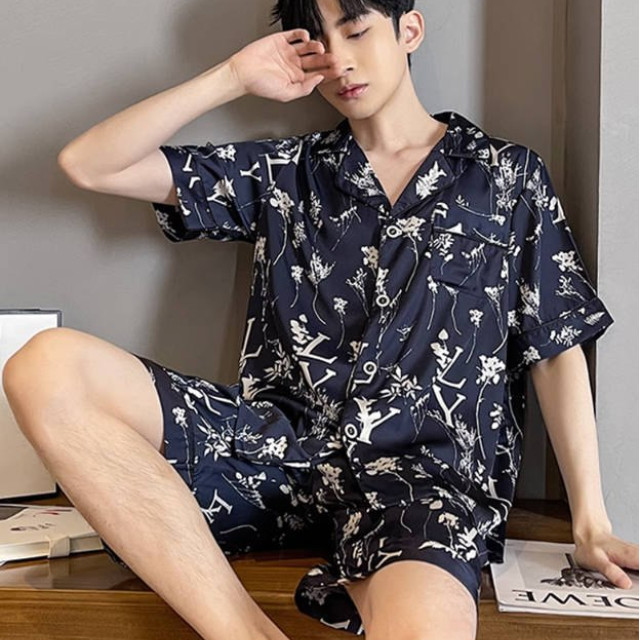 男士睡衣夏季冰丝男款夏款短袖套装薄款春秋款丝绸家居服新款