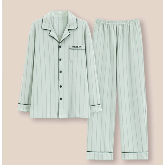 睡衣男款男士春秋款新款纯棉长袖春秋季青少年清绿家居服套装