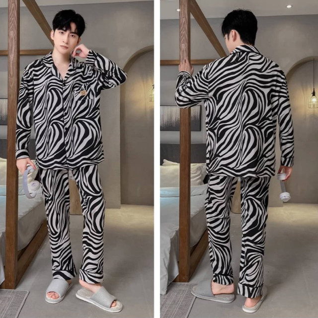 睡衣男款男士春秋款新款纯棉长袖春秋季青少年清绿家居服套装