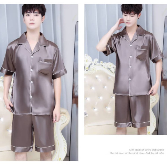 男士夏季天冰丝睡衣男生新款薄短袖大码青年初中生家居服套装