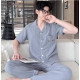 新款纯棉纱布睡衣男士夏季三件套装高级感大码短袖外穿家居服