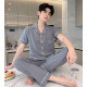 新款纯棉纱布睡衣男士夏季三件套装高级感大码短袖外穿家居服